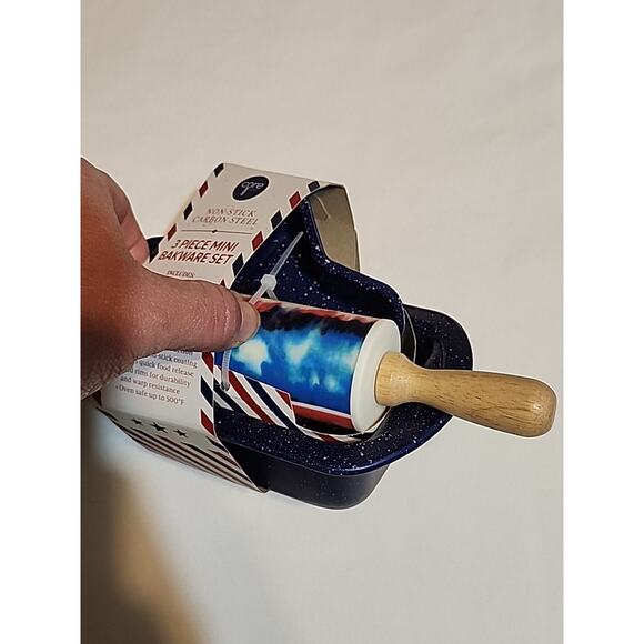 Core Kitchen 3 pc Mini Bakeware Set Loaf Pan Spring Form Pan Bamboo Rolling Pin - Picture 6 of 8